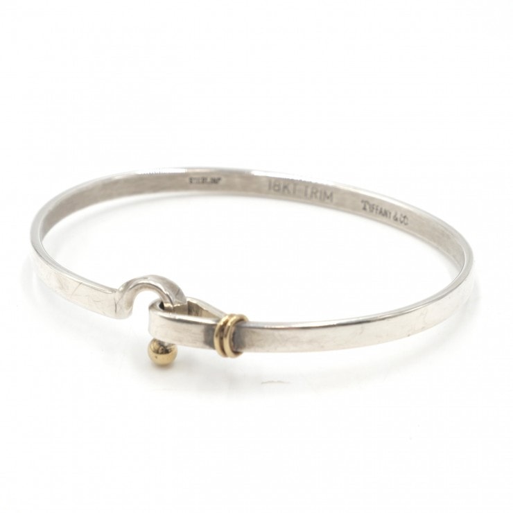 TIFFANY & Co.(ティファニー)フック&アイ バングル ブレスレット シルバー 18KTコンビ SV925 K18 レディース 【中古】