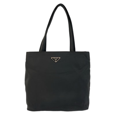 PRADA プラダ テスート 三角ロゴプレート ブラック 黒 シルバー金具 ナイロン トートバッグ ショルダーバッグ 600213 【中古】