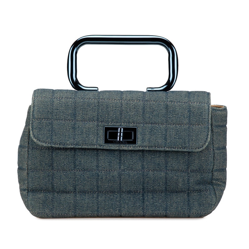 シャネル チョコバー 2.55 ハンドバッグ ブルー デニム レディース CHANEL 中古