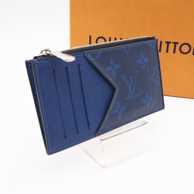 美品 LOUIS VUITTON ルイ・ヴィトン タイガラマ コインカード ホルダー コバルト M30270 コインケース ブルー レザー コーティングキャンバス メンズ