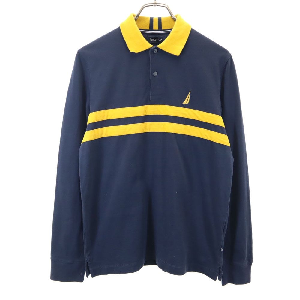 NAUTICA ノーティカ 長袖 ポロシャツ S ネイビー