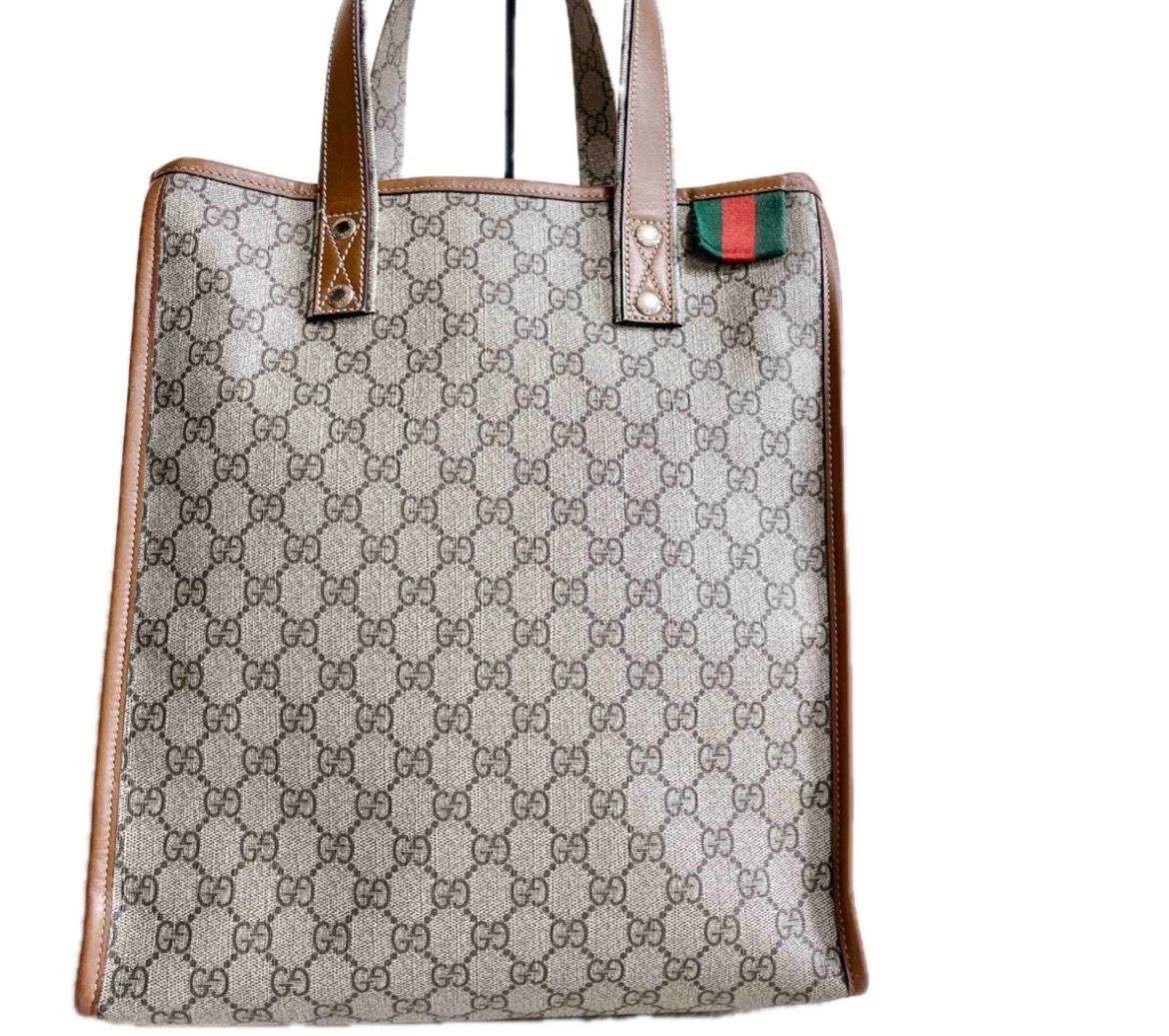 大容量 GUCCI グッチ PVC GG シェリーライン トートバッグ