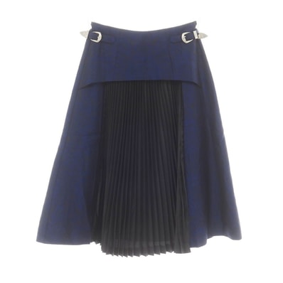 【中古】トーガ TOGA キュプラポリエステル ペイズリー ジャカード スカート ネイビーxブラック【サイズ36】【レディース】