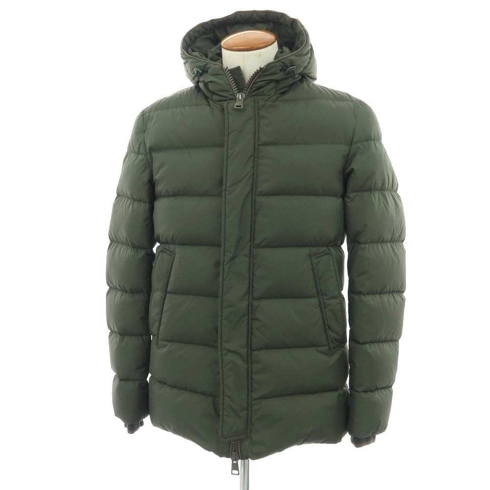 【中古】ヘルノ Herno POLAR-TECH ナイロン フーデッド ダウンコート グリーン【サイズ46】【メンズ】