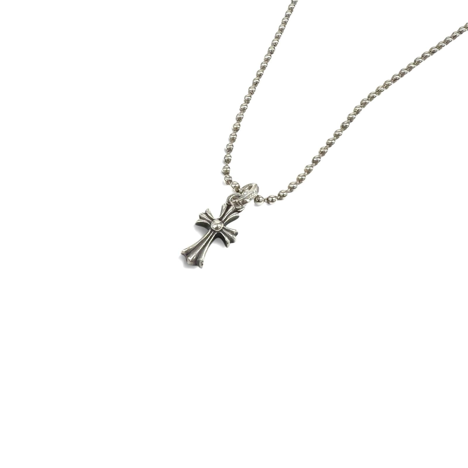 CHROME HEARTS 美品 クロムハーツ CH CRS BBY FAT CHクロス ベイビーファットチャーム ネックレス ボールチェーン インボイス付属 シルバー チョーカー チャーム クロム アクセサリー ABランク 中古 鑑定済 クロムアクセ