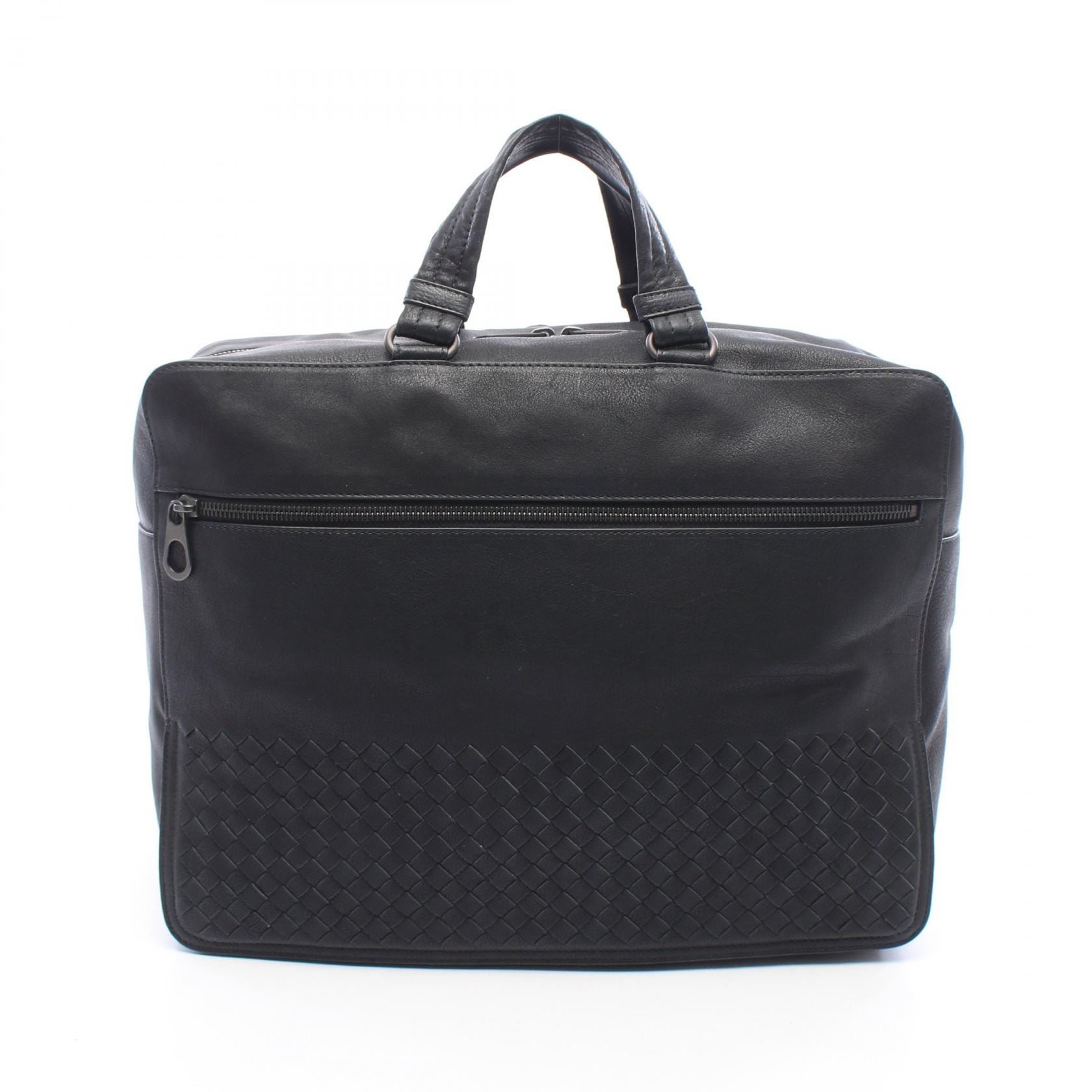 ボッテガヴェネタ BOTTEGA VENETA イントレチャート バックパック ビジネスバッグ バッグ レザー メンズ ブラック系 【中古】