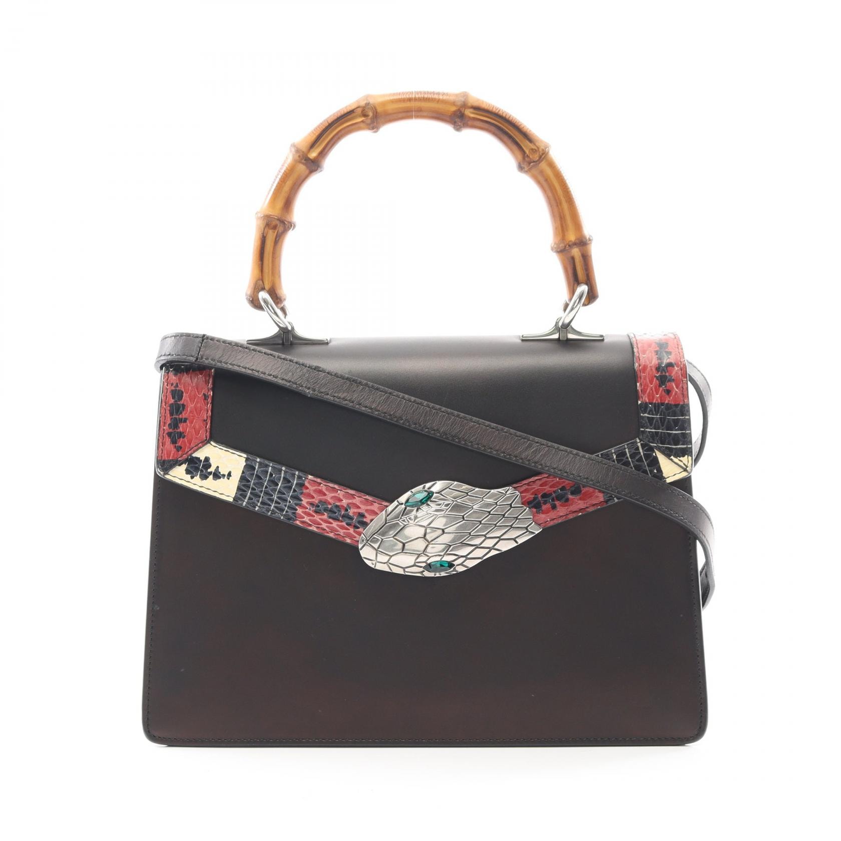 グッチ GUCCI リリス バンブー コーラルスネーク ハンドバッグ バッグ レザー エキゾチックレザー レディース ブラック系 / マルチカラー 453751 【中古】