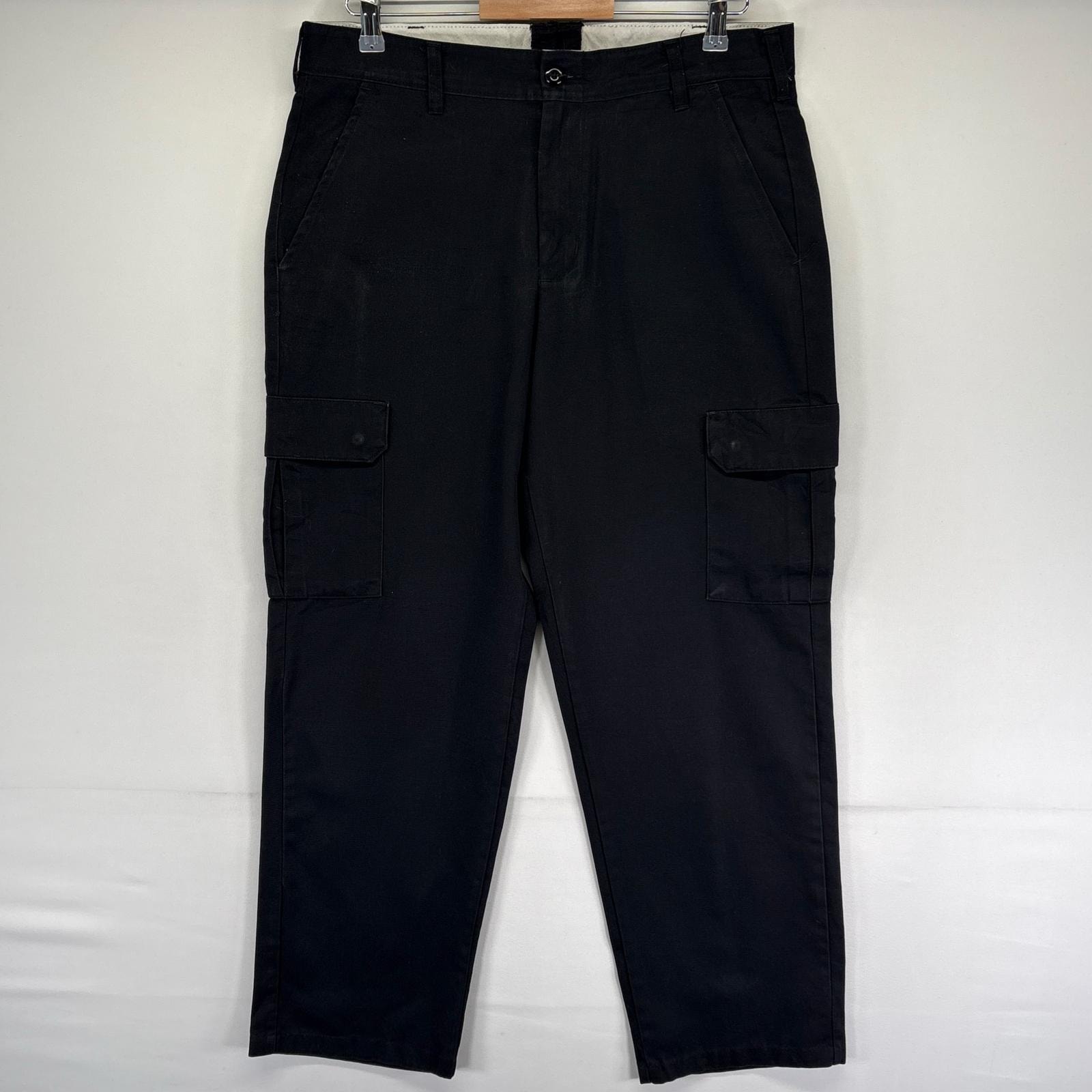 古着 レッドキャップ RED KAP パンツ ジッパーフライ ワンポイントロゴ カーゴ ワーク 作業着 w34 L32 ブラック系 メンズ