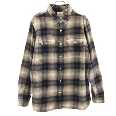 Levi's リーバイス チェック柄 長袖 ネルシャツ S ベージュ系
