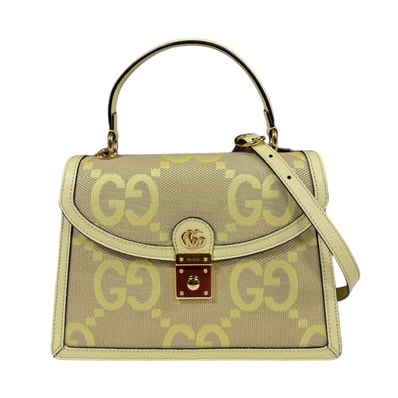 グッチ ジャンボGG ショルダーバッグ キャンバス 651055 イエロー レディース GUCCI 中古