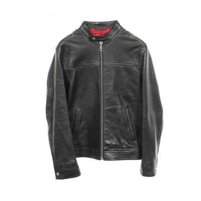 グッチ GUCCI シングル ライダースジャケット 衣料品 アウター レザー メンズ ブラック系 【中古】