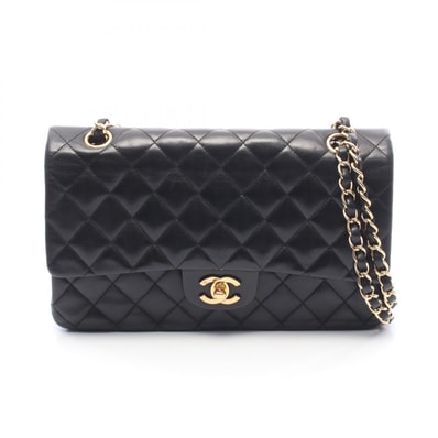 シャネル CHANEL マトラッセ Wフラップ ショルダーバッグ バッグ ラムスキン(羊革) レディース ブラック系 【中古】