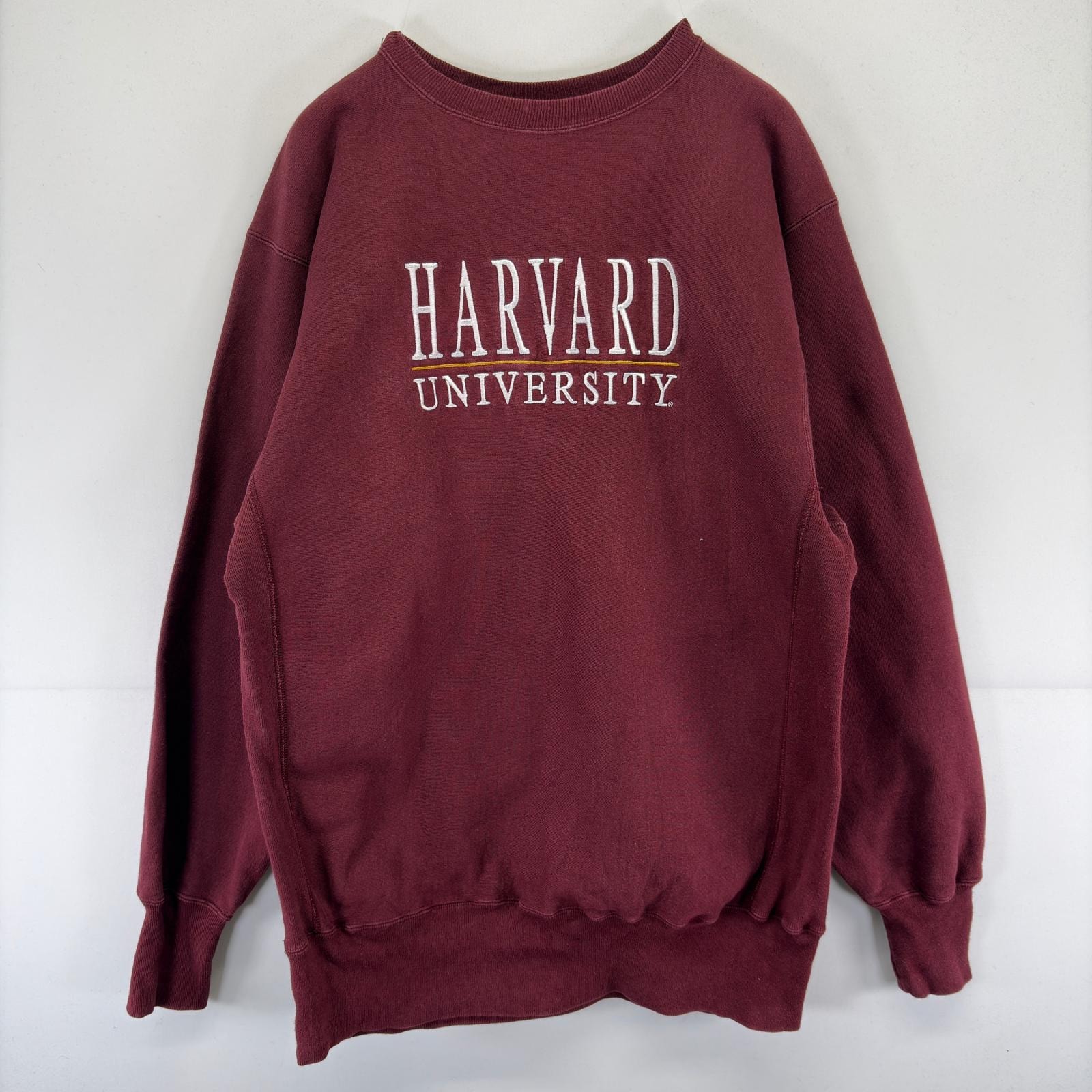古着 90's/90年代 チャンピオン Champion スウェット 刺繍 リバースウィーブ ハーバード大学 トレーナー 2XL レッド系 メンズ