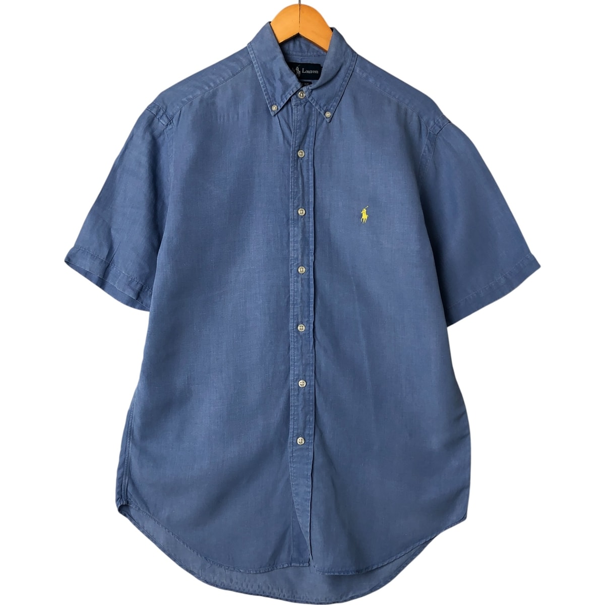 古着 ラルフローレン Ralph Lauren CLASSIC FIT 半袖 リネン ボタンダウンシャツ メンズS相当/eaa551670