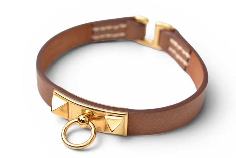 エルメス バングル/ブレスレット HERMES ミニリヴァル ヴォー・スウィフト ブラウン/ゴールド 【中古】