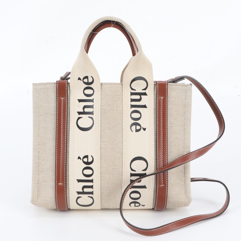 ■美品 クロエウッディ ショルダーバッグ レザー×キャンバス