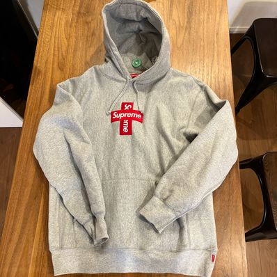Supreme Cross Box Logo Hooded Sweatshirt "Grey"