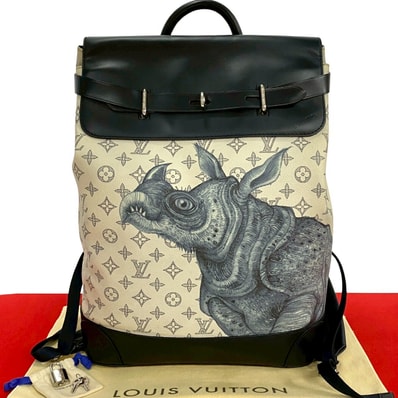 LOUIS VUITTON ルイヴィトン スティーマー モノグラムサバンナ レザー PVC リュックサック ネイビー
178-1