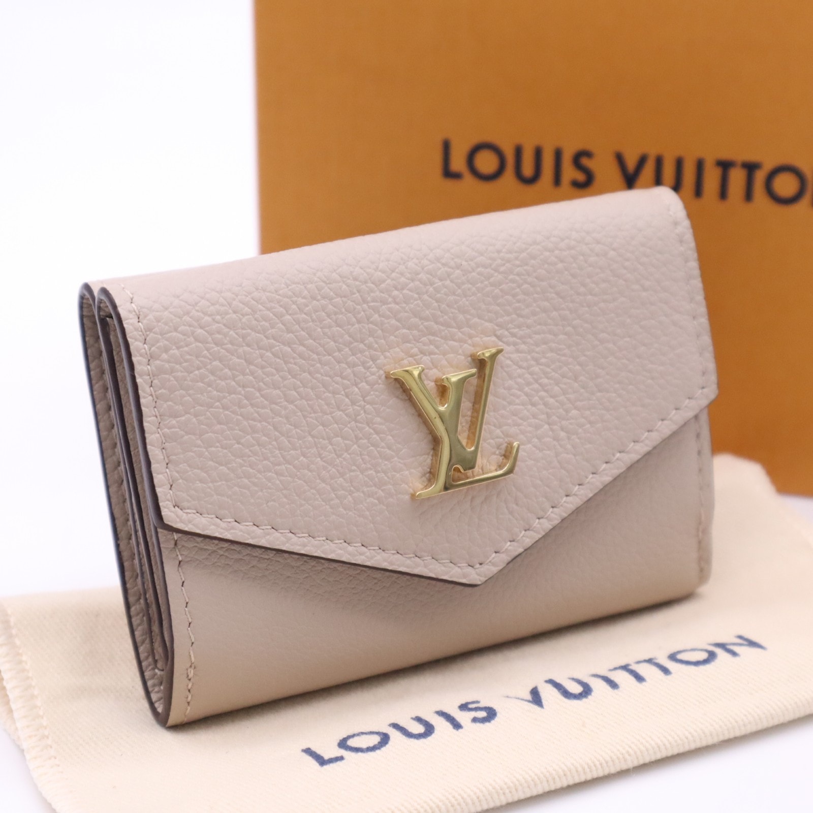 美品 LOUIS VUITTON ルイ・ヴィトン トリヨン ポルトフォイユロックミニ トゥルトレール M69340 三つ折り財布 ベージュ トリヨンレザー レディース