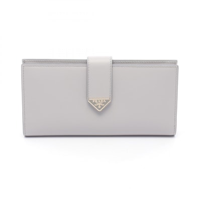 プラダ PRADA 二つ折り長財布 財布 レザー レディース グレー系 1MV025 【中古】