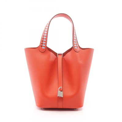 エルメス HERMES ピコタンロックMM ハンドバッグ バッグ レザー ヴォーエプソン ヴォーエプソン カプシーヌ D刻印(2019年製造) レディース オレンジ系 / ブラウン系 / ブルー系/トレサージュ/セレステ/ ルージュアッシュ