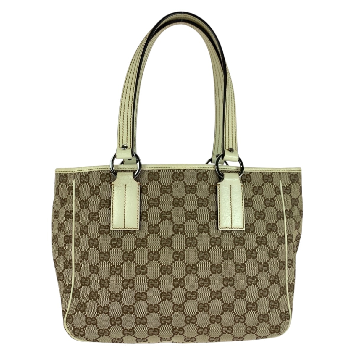 美品 GUCCI グッチ ベージュ シルバー金具 GGキャンバス トートバッグ ショルダーバッグ 505173 【中古】