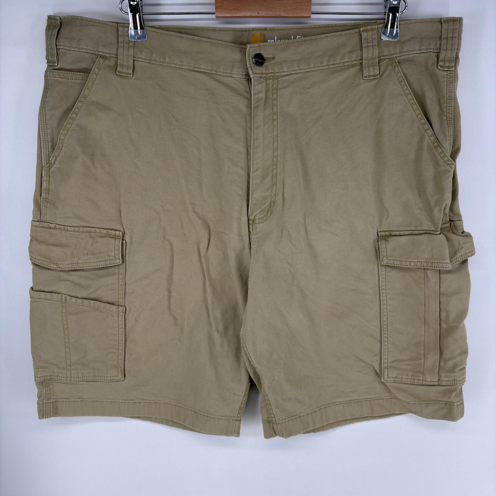古着 カーハート Carhartt ショートパンツ カーゴ ペインター 大きいサイズ ワンポイントロゴ ジップ w42  ベージュ系 メンズ