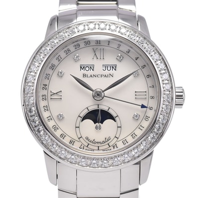 ブランパン Blancpain 2360-4691A-71 レマン ダイヤモンド ホワイトシェル 自動巻き レディース 美品 箱・保証書付き 腕時計 N#148414