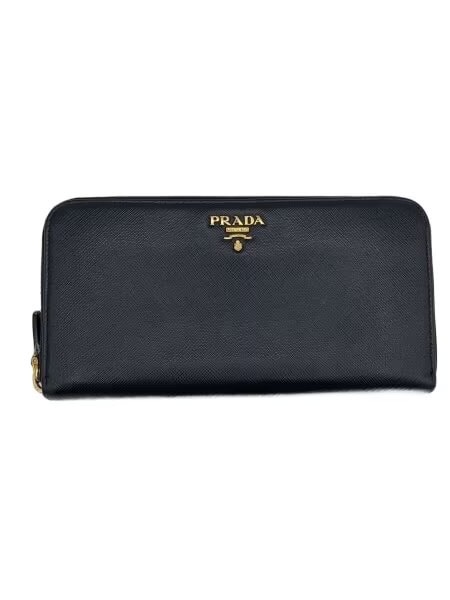 PRADA Vitello Grain Leather Long Wallet "Black"