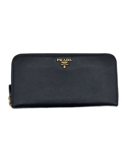 PRADA Vitello Grain Leather Long Wallet "Black"