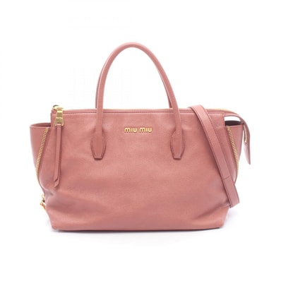 ミュウ ミュウ Miu Miu MADRAS マドラス ハンドバッグ バッグ レザー レディース ピンク系 【中古】