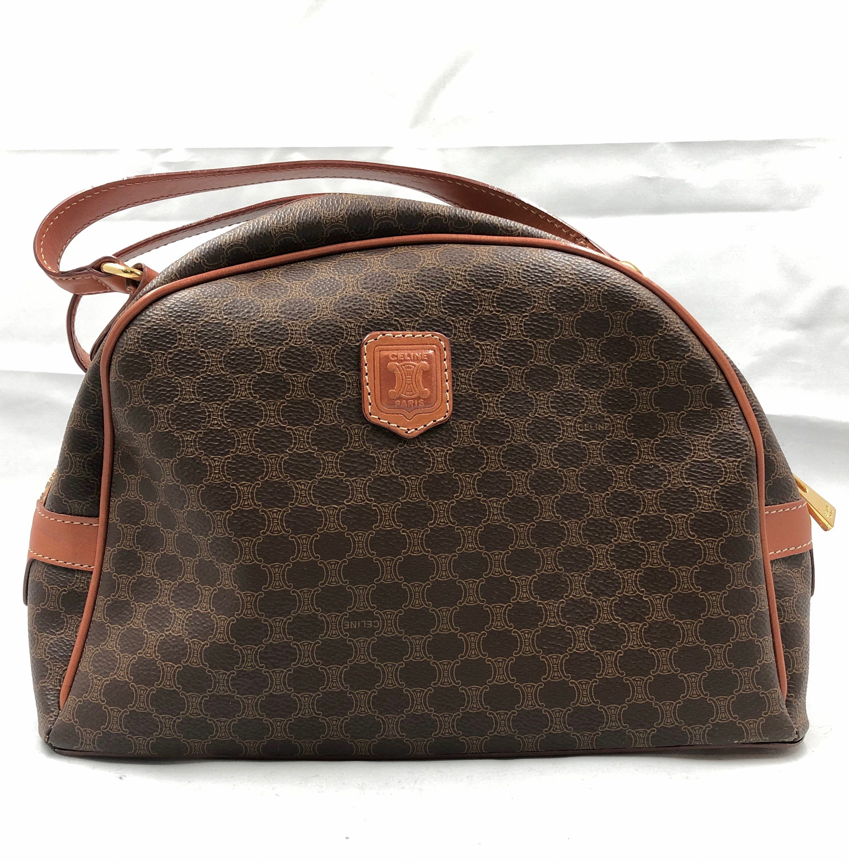 CELINE Old Celine Macadam Hand Bag "Brown"