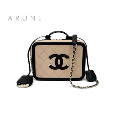 シャネル CHANEL バッグ ショルダーバッグ キャビアスキン ベージュ ブラック ゴールド ココマーク CCフィリグリー バニティ 2way チェーン