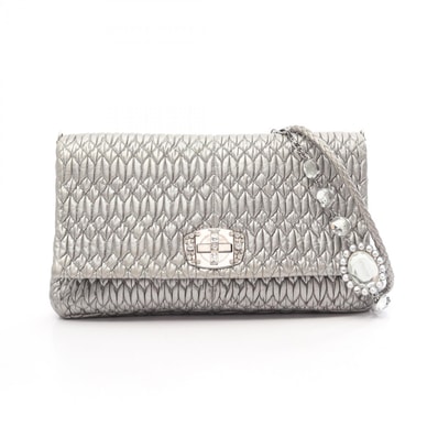ミュウ ミュウ Miu Miu NAPPA CRYSTAL マテラッセ 2WAY ショルダーバッグ バッグ レザー レディース シルバー系 【中古】