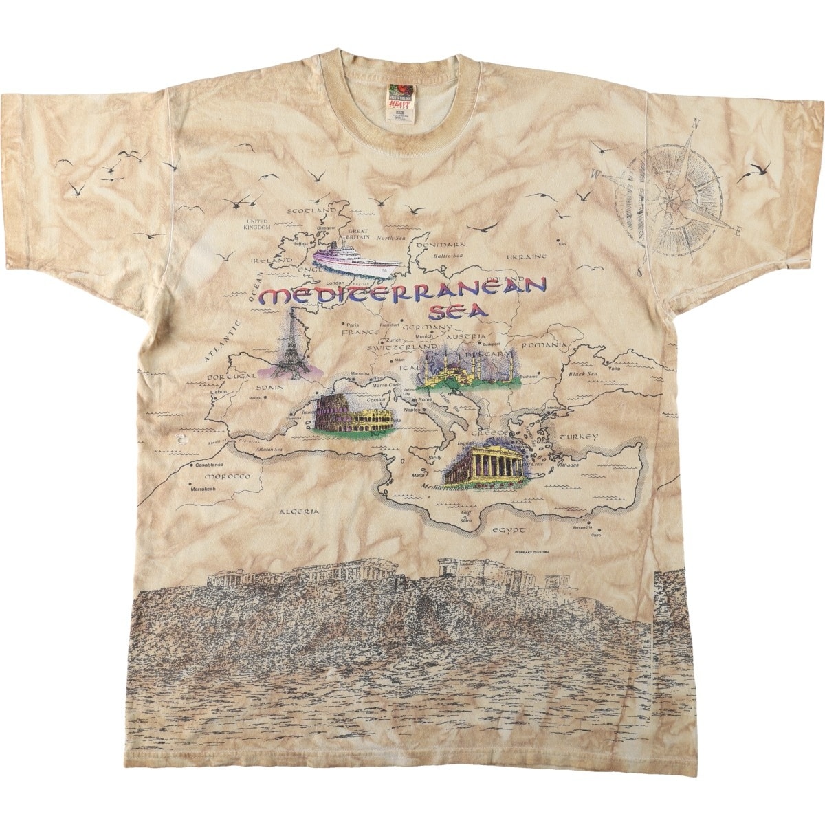 古着 90年代 フルーツオブザルーム FRUIT OF THE LOOM HEAVY cotton タイダイ柄 総柄 プリントTシャツ USA製 メンズXXL相当 ヴィンテージ/eaa642596