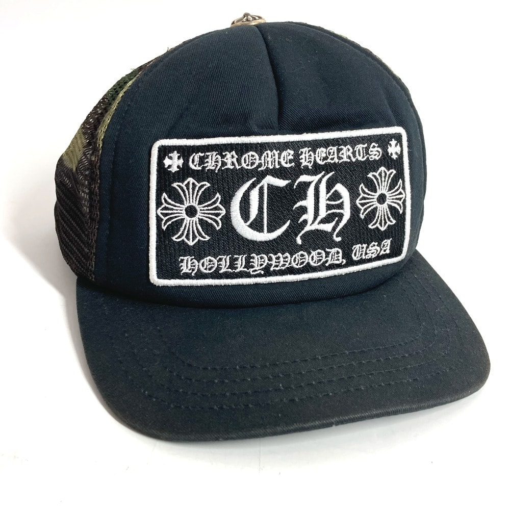 クロムハーツ CHROME HEARTS ロゴ 迷彩 カモフラ メッシュ 帽子 キャップ帽 ベースボール キャップ コットン ブラック