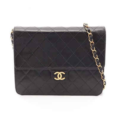 シャネル CHANEL マトラッセ シングルフラップ プッシュロック ショルダーバッグ バッグ ラムスキン(羊革) レディース ブラック系 A03569 【中古】