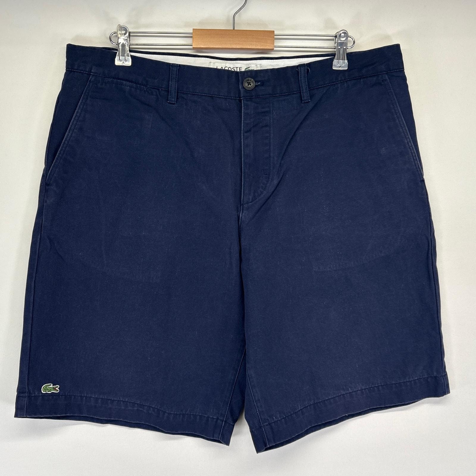 古着 ラコステ LACOSTE ショートパンツ チノパン ハーフ 短パン ワンポイントロゴ 半ズボン w38 ネイビー メンズ