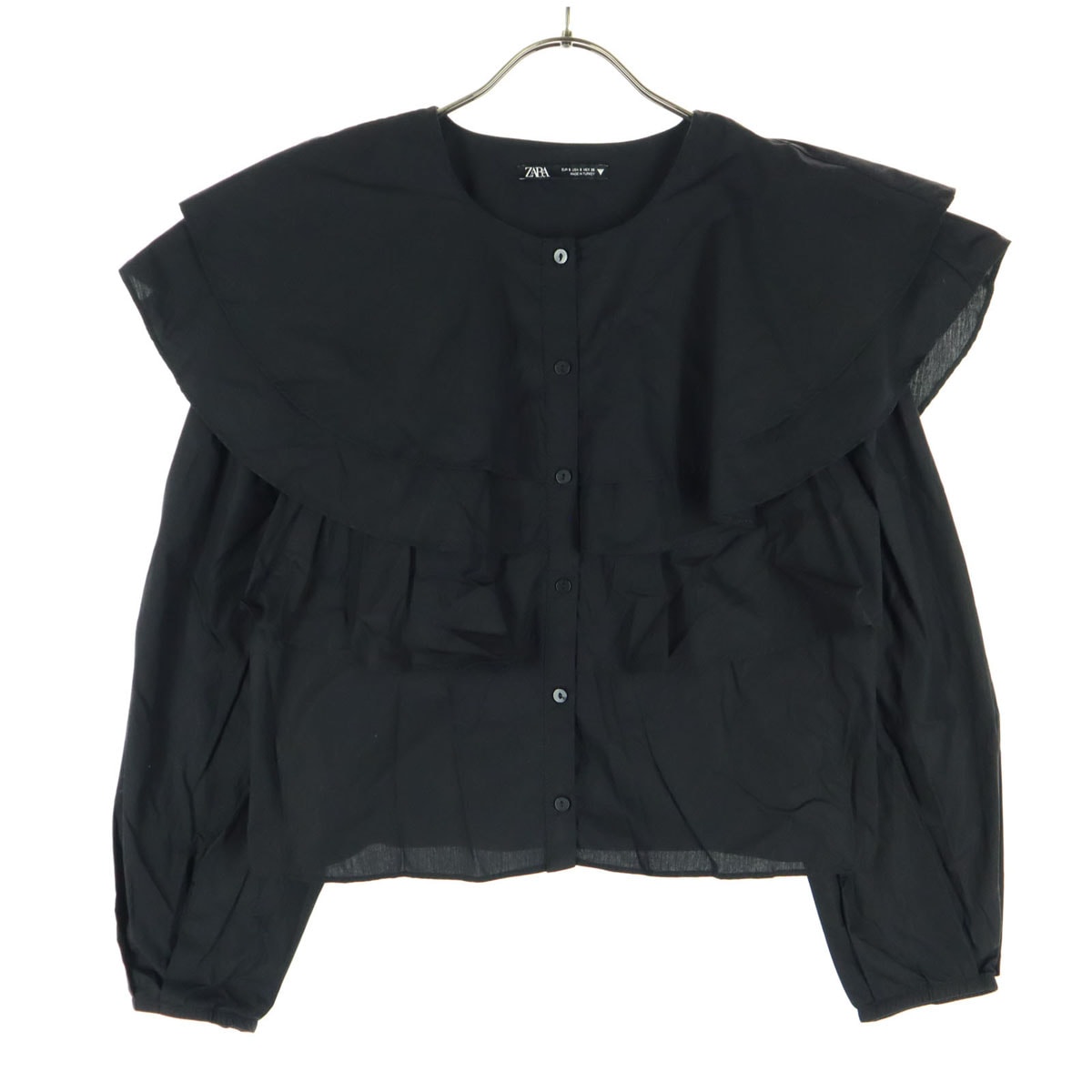 美品 ZARA ザラ 長袖 コットンシャツ S ブラック