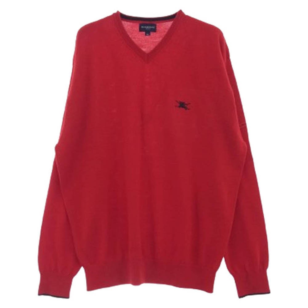 BURBERRY バーバリー ニット BFT50-110-16 GOLF 刺繍 ロゴ Vネック セーター レッド系 M【中古】