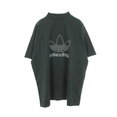 バレンシアガ BALENCIAGA BALENCIAGA × adidas トレフォイル 半袖Tシャツ 衣料品 トップス コットン メンズ グリーン系 【中古】
