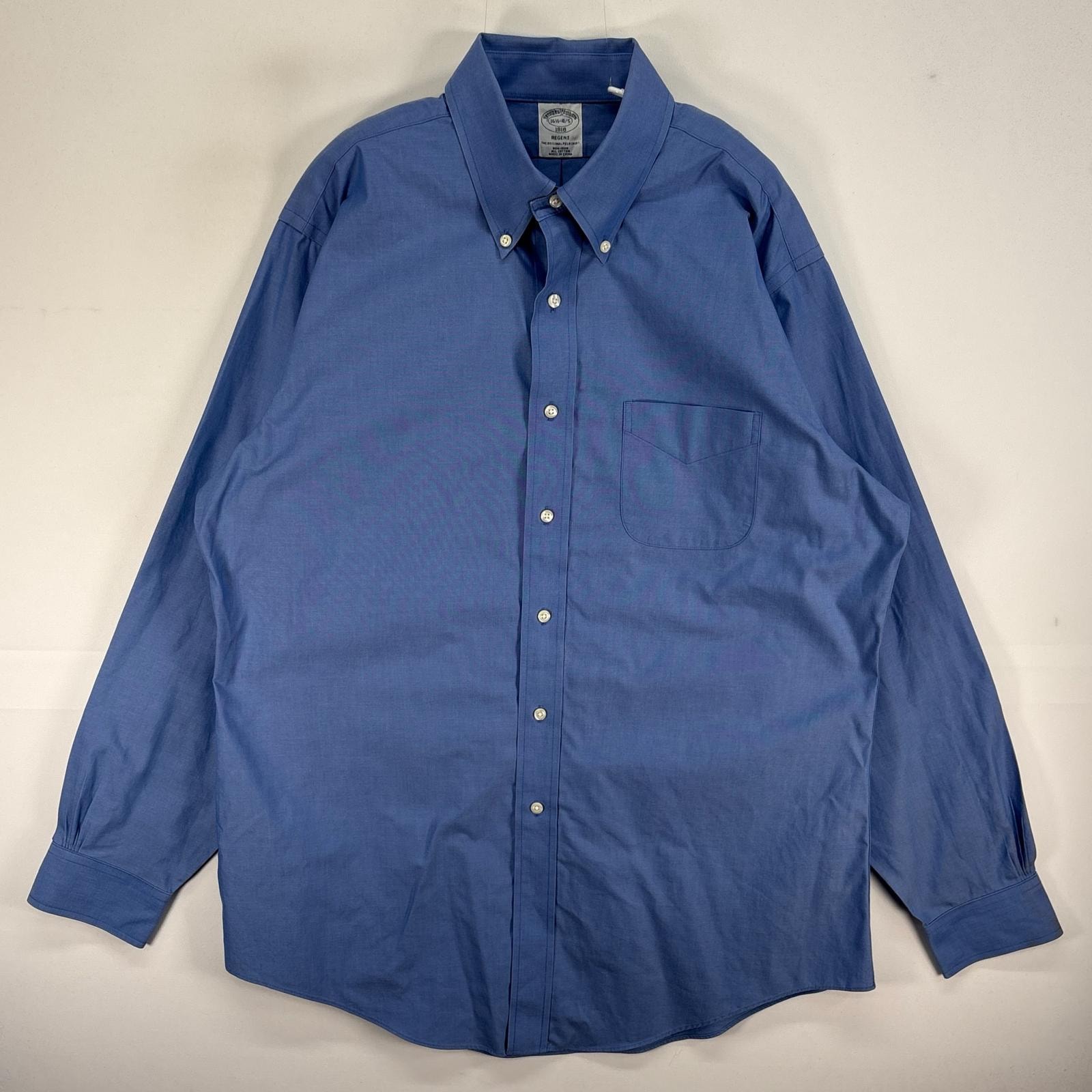 古着 ブルックスブラザーズ Brooks Brothers 長袖シャツ 胸ポケ REGENT ボタンダウン L ブルー系 無地 メンズ