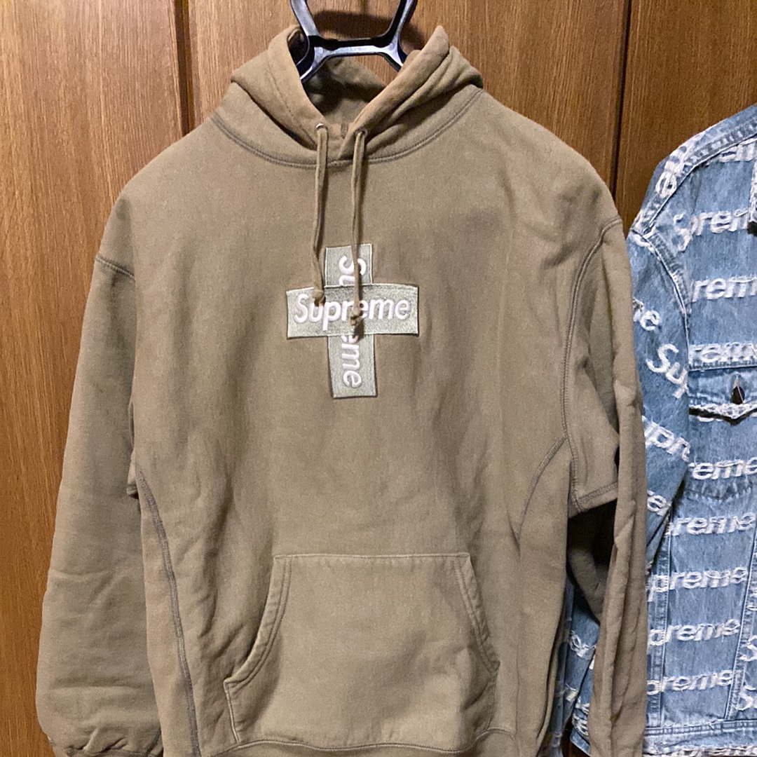 Supreme Cross Box Logo Hooded Sweatshirt "Light Olive"