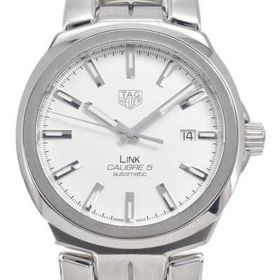タグホイヤー TAG HEUER WBC2111.BA0603 リンク キャリバー5 裏スケ ホワイト 自動巻き メンズ 良品 保証書付き 腕時計 D#147124