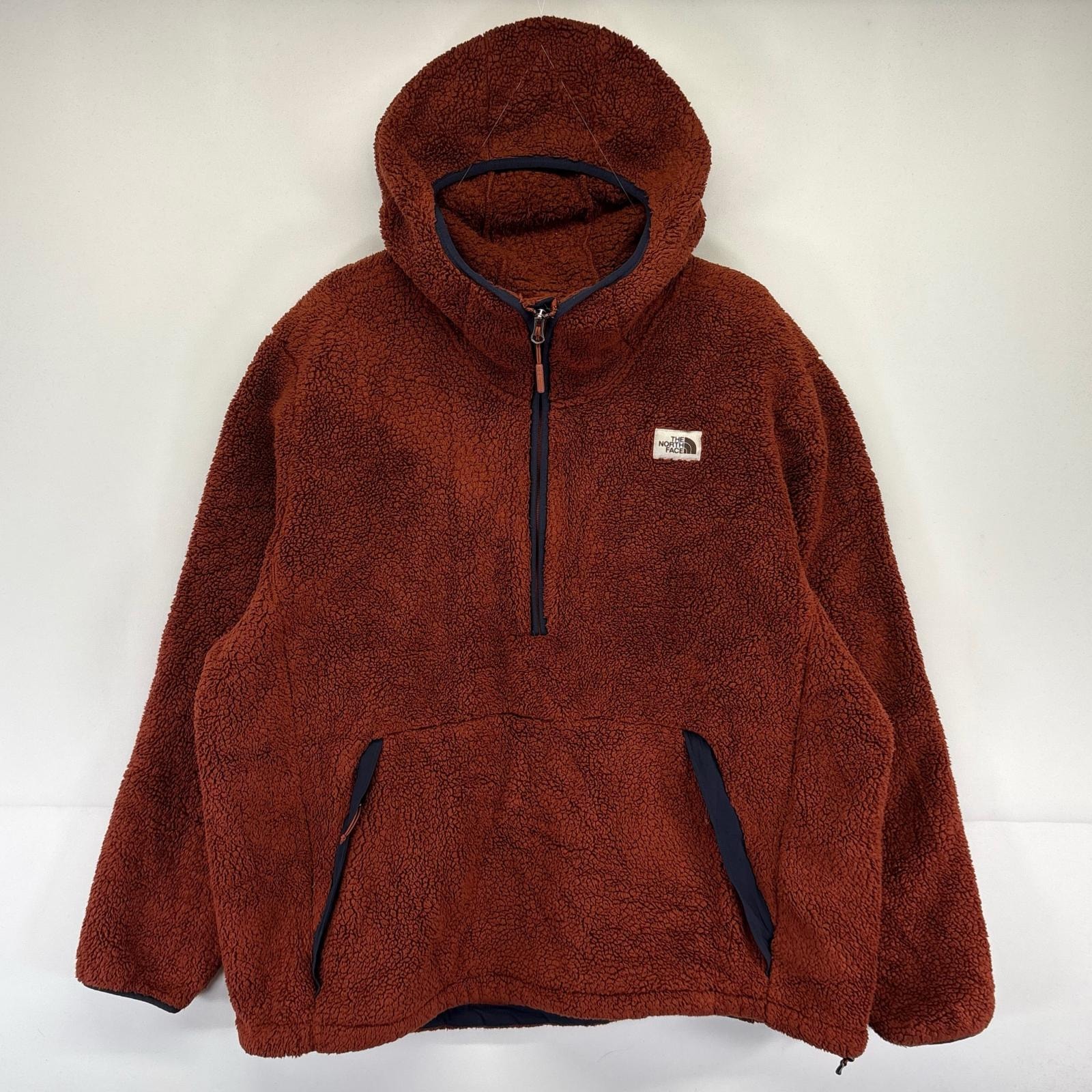古着 ザ・ノースフェイス THE NORTH FACE ハーフジップフリースジャケット ワンポイント ロゴ 大きいサイズ 2XL  ブラウン系 メンズ