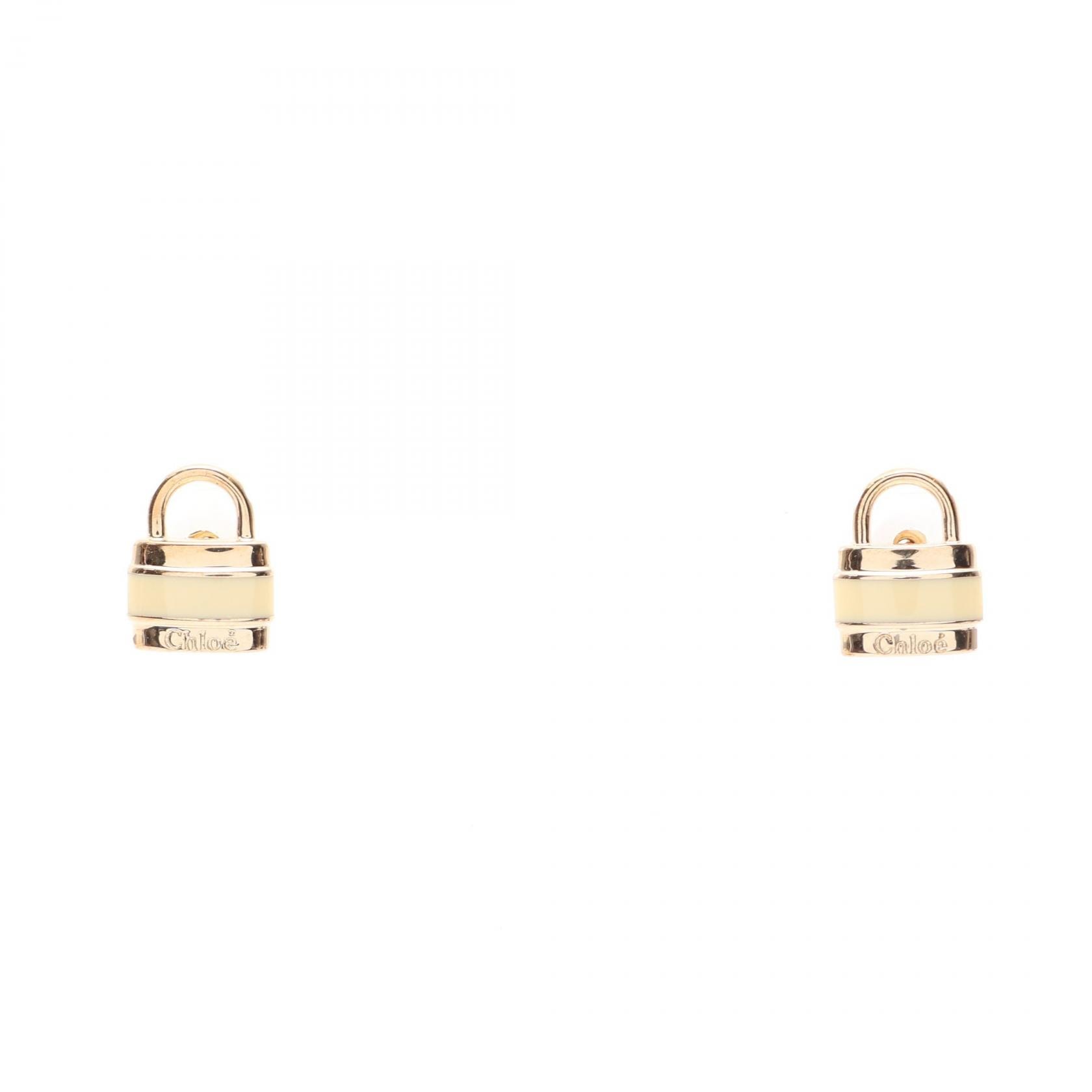 クロエ Chloe パドロックモチーフ ピアス ジュエリー GP(ゴールドメッキ) レディース ゴールド系 / アイボリー系 【中古】
