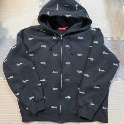 Supreme Repeat Script Zip Up Hooded Sweatshirt "Black"