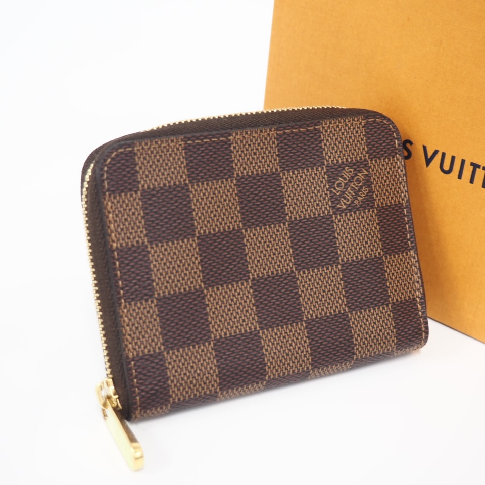 美品 LOUIS VUITTON ルイ・ヴィトン ダミエ ジッピー コインパース N63070 コインケース ブラウン ベージュ コーティングキャンバス レザー レディース