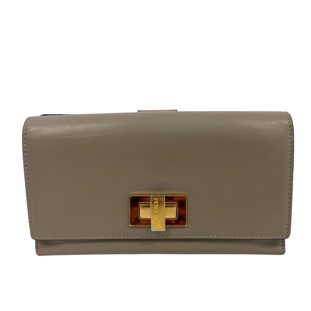 フェンディ FENDI 長財布 べっ甲柄 ピーカブー 8M0308 グレージュ