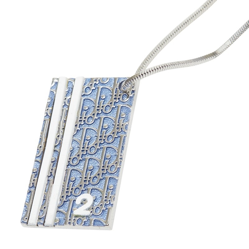 ディオール トロッター ナンバー2 ネックレス シルバー ブルー系 ホワイト メタル レディース Dior 【中古】